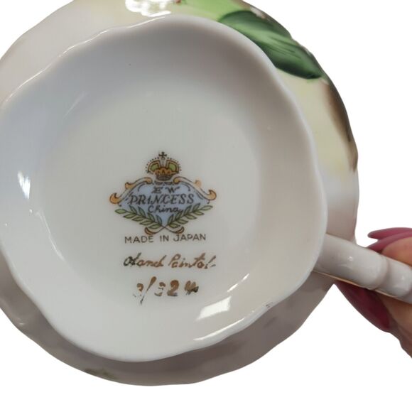 EW Princess LILY OF THE VALLEY Tea Cup Saucer Hand Painted Vnt RARE Marked 3/324 - Picture 14 of 16